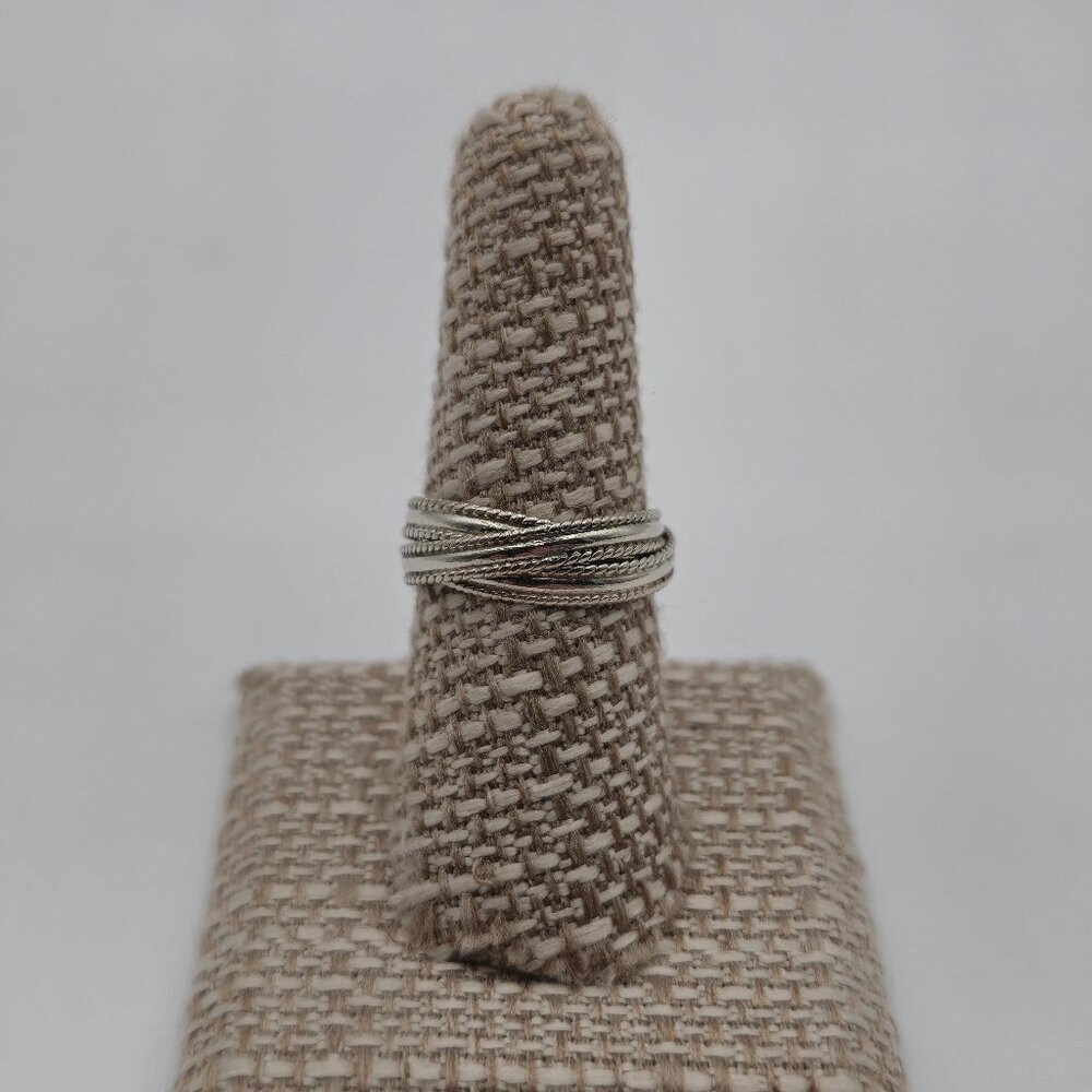 Size 7.75 Sterling Silver Triple Unisex Bands Ring A2572